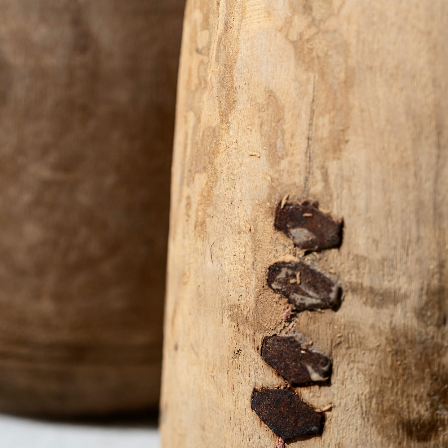 Vintage Wooden Pot with Glass Cylinder