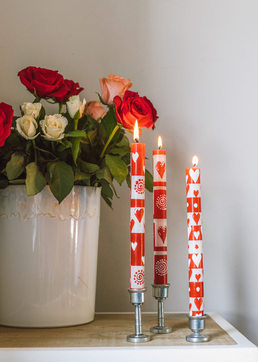 Valentine's Day Painted Candle