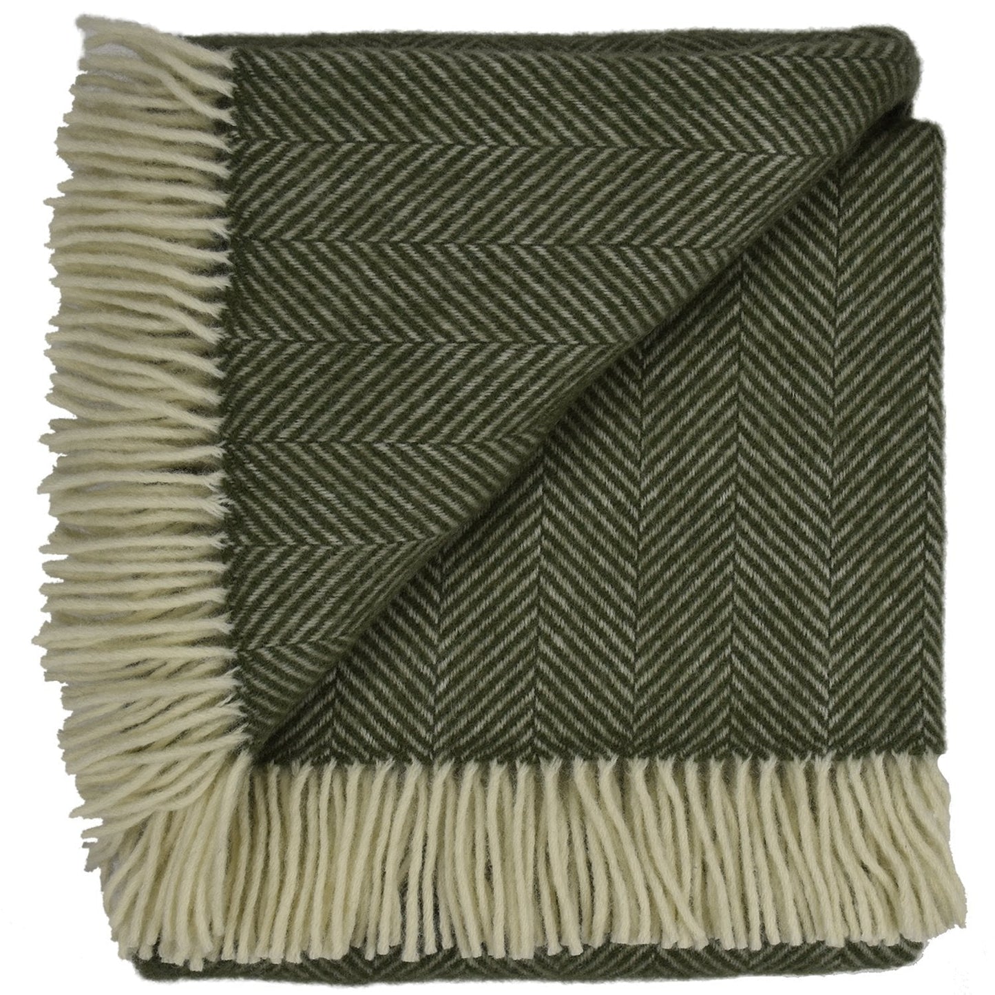 Highland Tweeds Herringbone Pure New Wool Throw ~ Evergreen