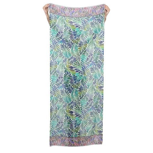 Fern Wool Twill Scarf - Blue Green