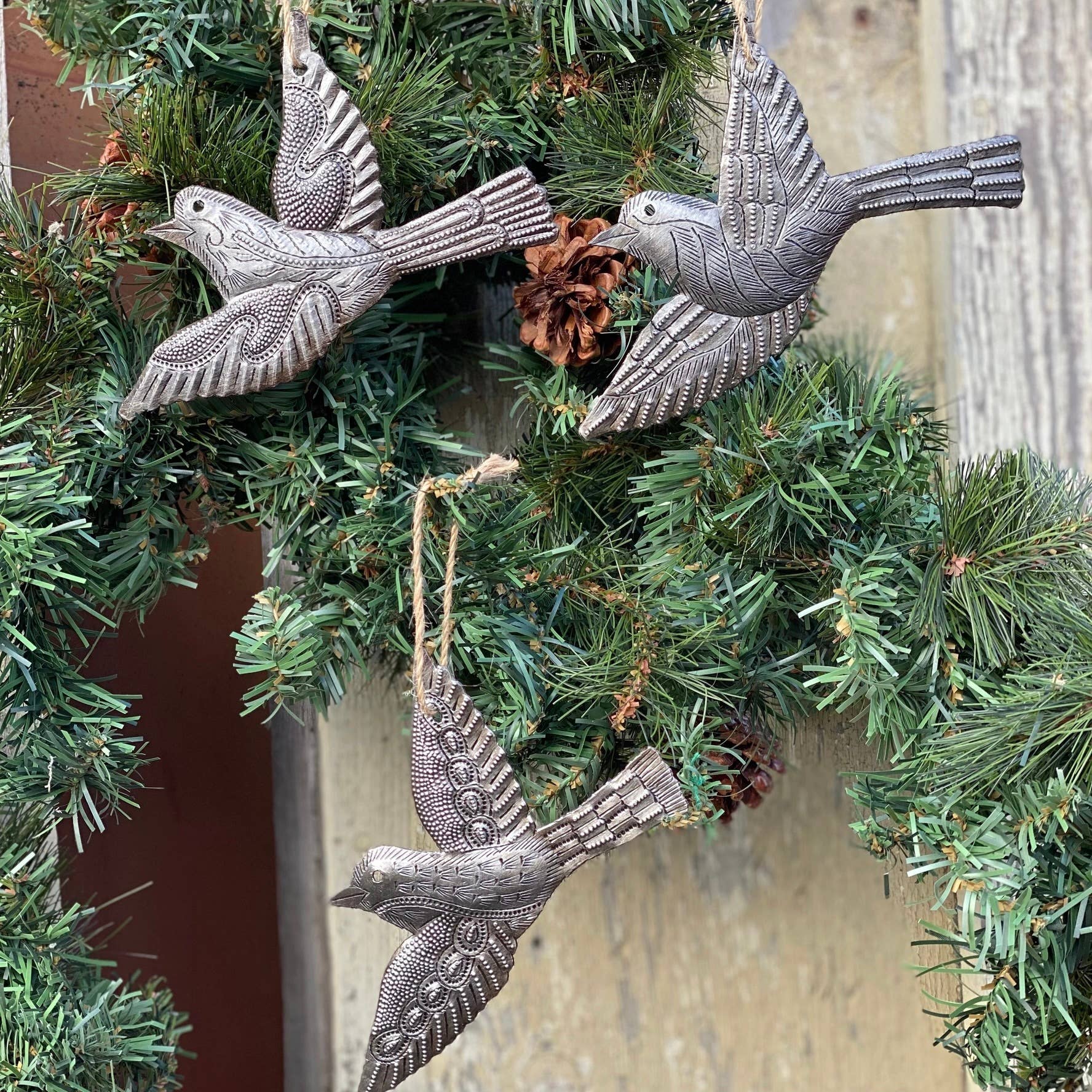 Set of 5 Metal Birds $5 ea. Flock Flying Left Recycled Art