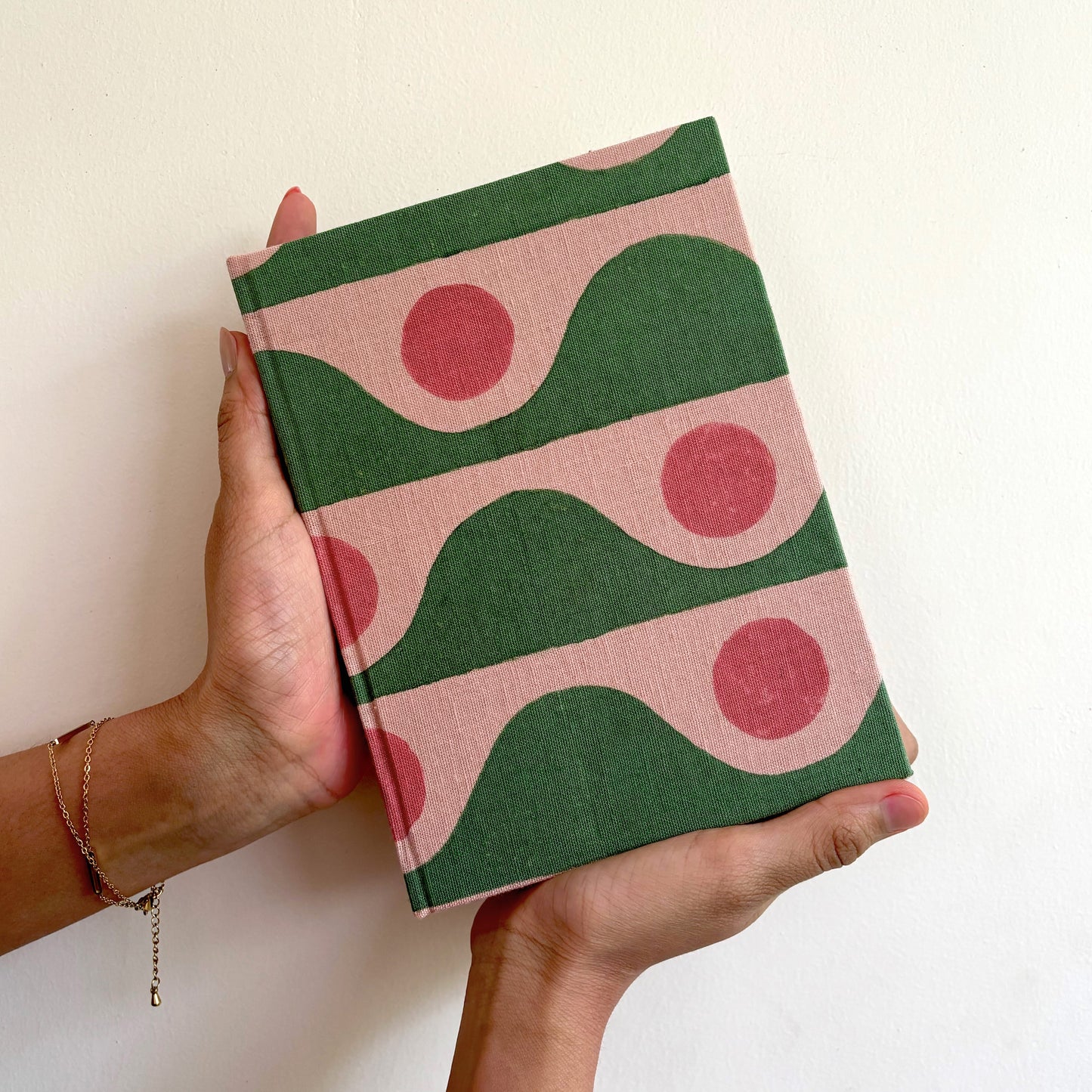 Handcrafted Sustainable A5 Diary Journal Notebook l Handmade Paper l Tide Dot Green