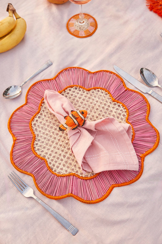 S/2 Breezy Placemat Orange/Pink