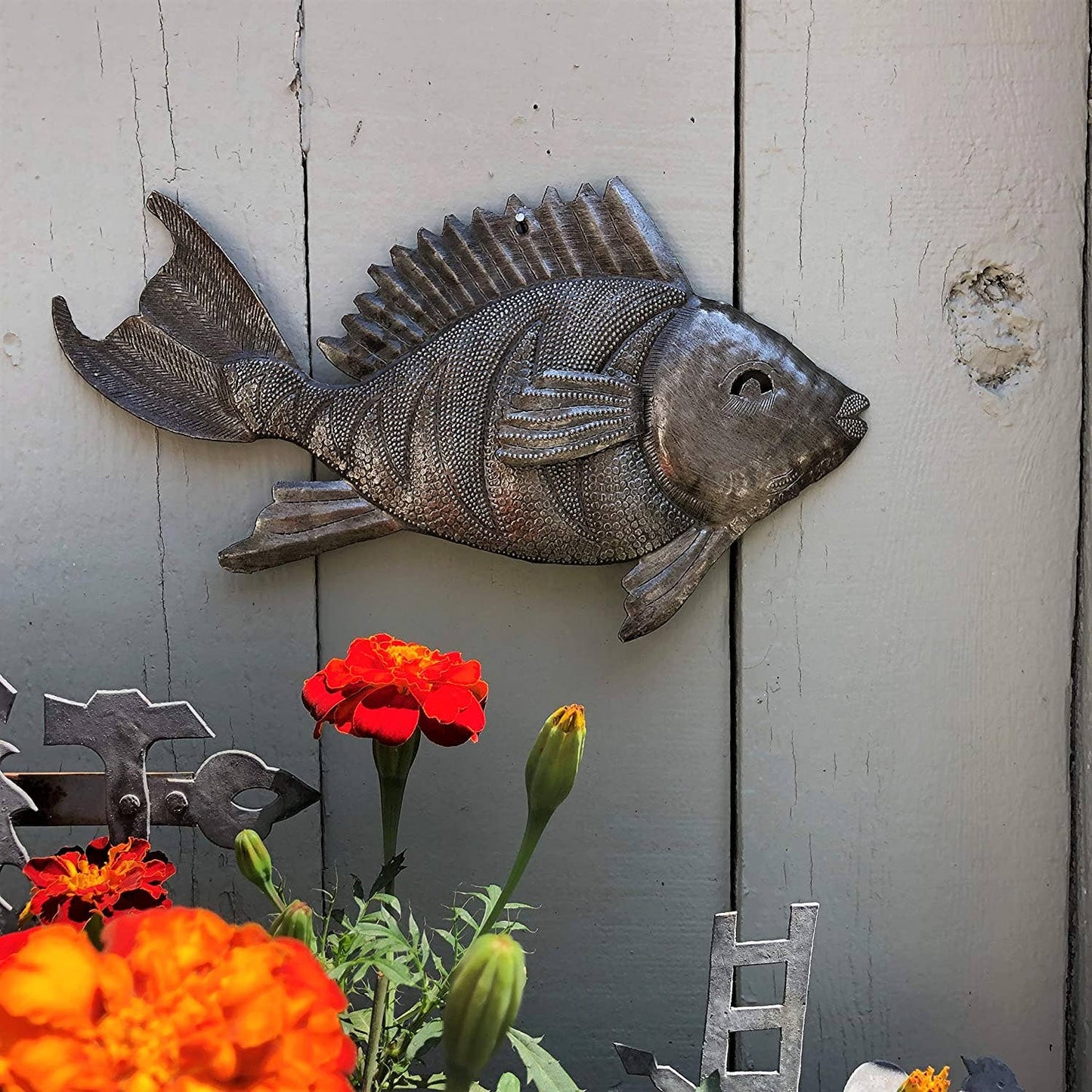 Nautical Fish, Haitian Wall Hanging Haitian Metal 12"x7"