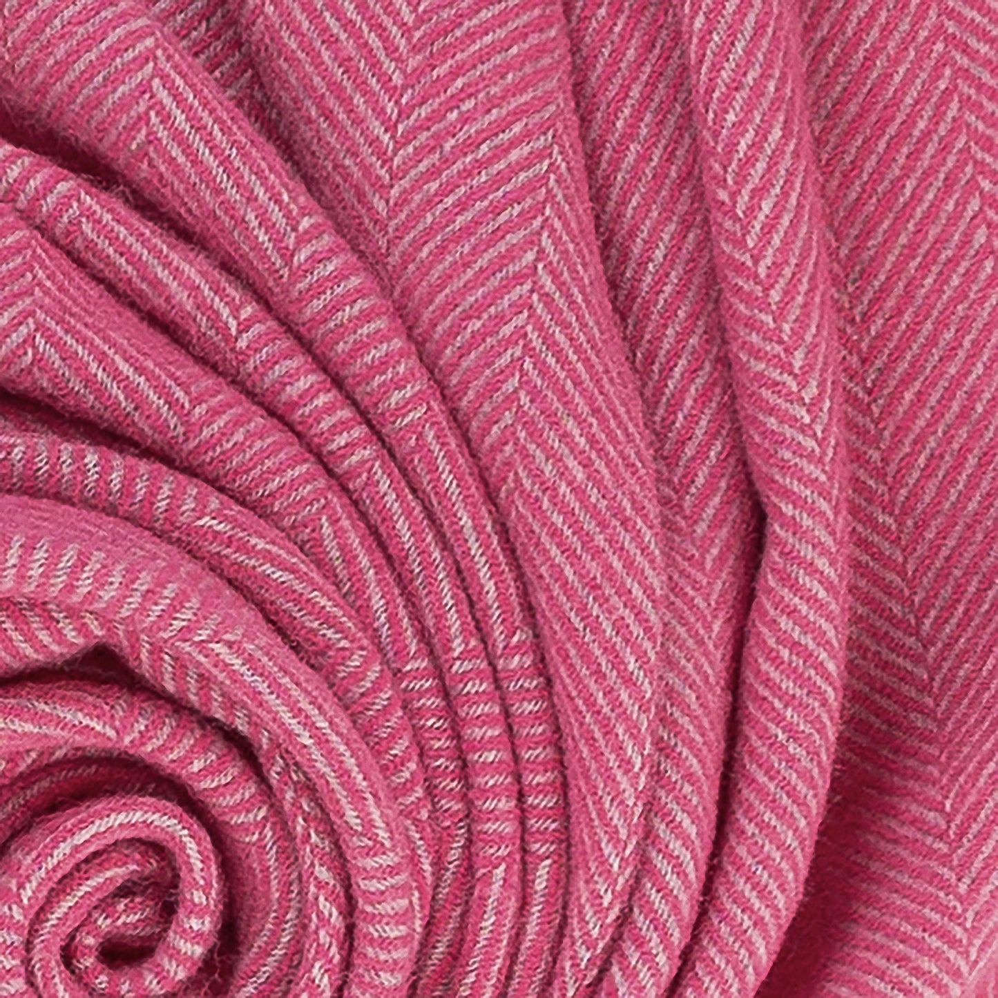Highland Tweeds Herringbone  Pure New Wool Throw - Magenta Pink