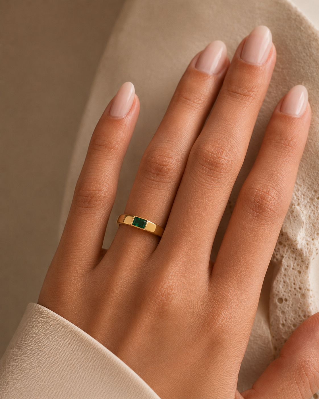 Green Zenith Gold Stainless Steel Ring