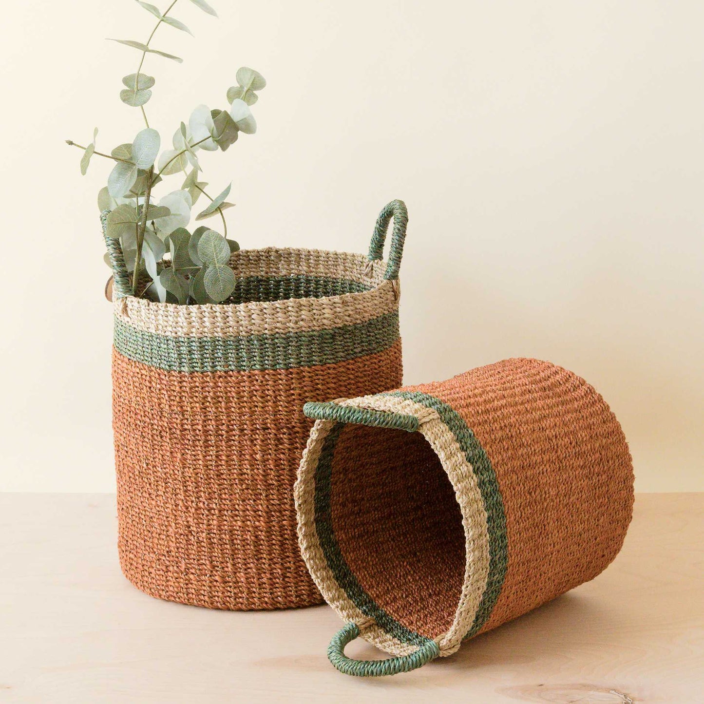S/2 Coral Baskets with Handle