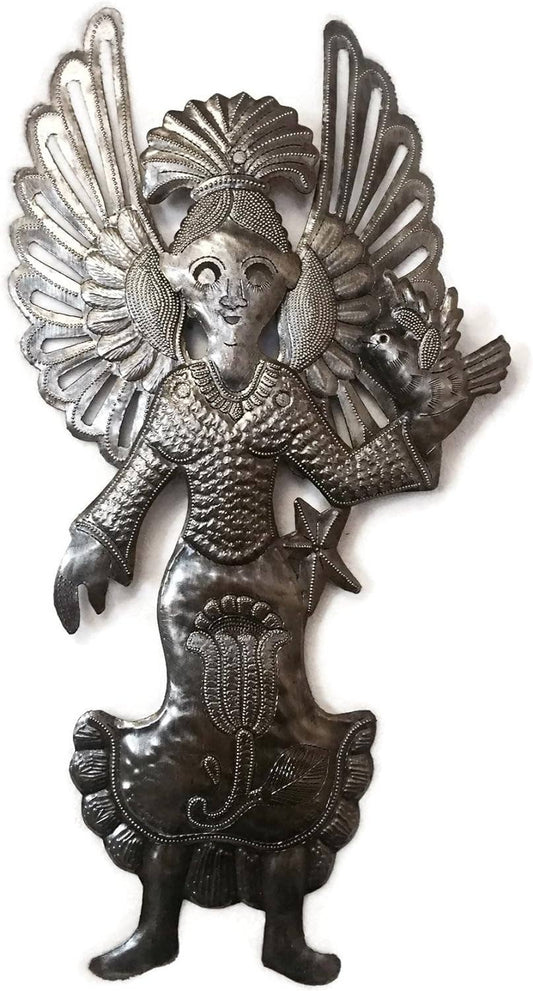 Sweet Summer Angel, Haitian Metal Wall Art 10" x 19"
