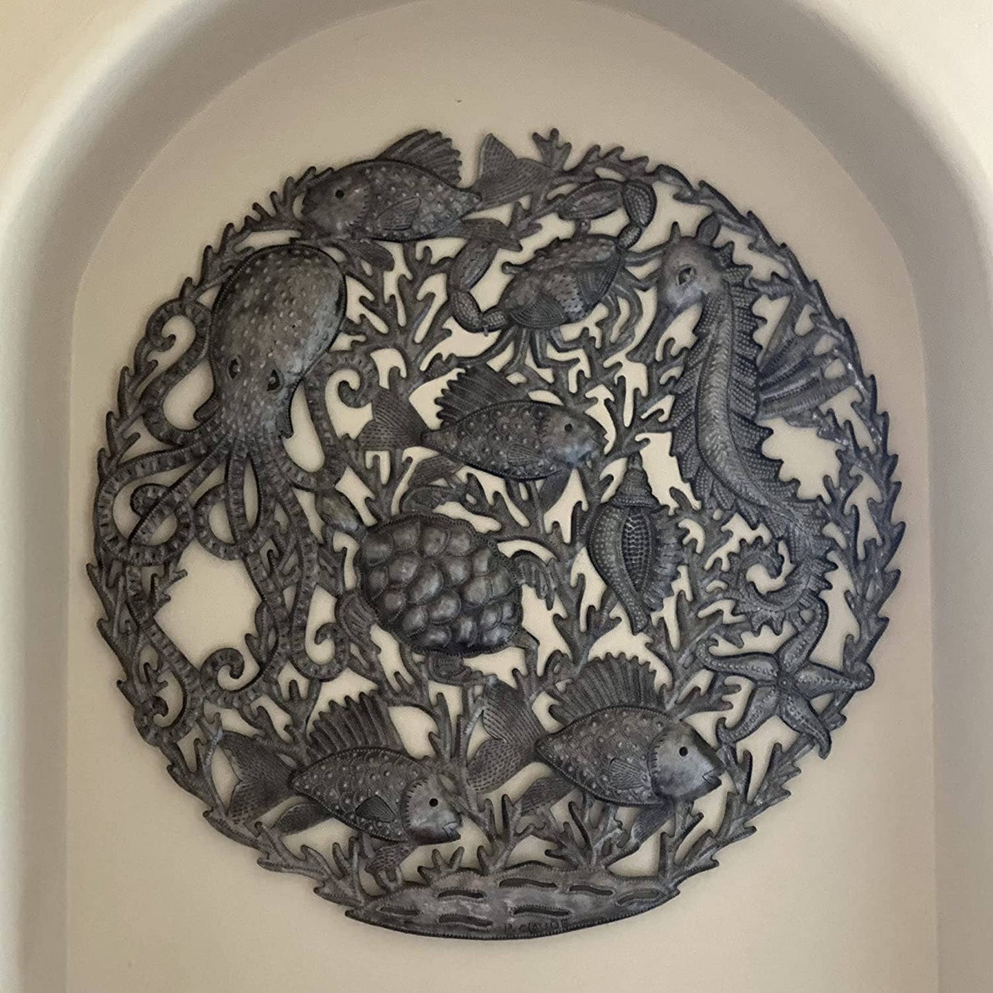 23" Sea Life Beach Theme, Haitian Metal, Fair Trade Recycled
