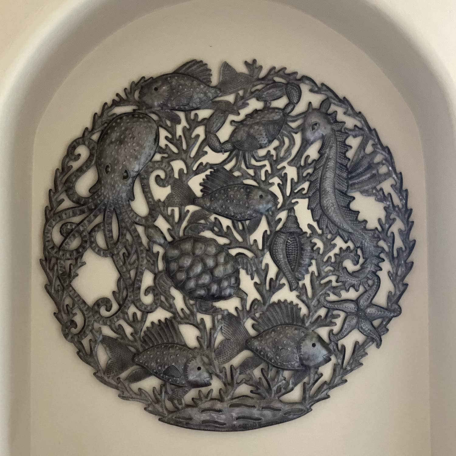 23" Sea Life Beach Theme, Haitian Metal, Fair Trade Recycled