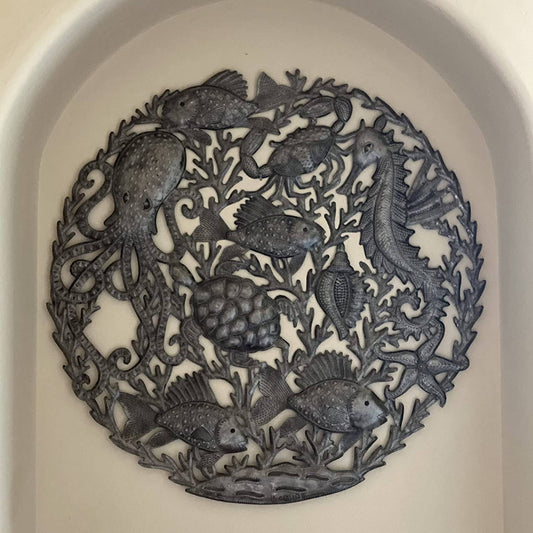 23" Sea Life Beach Theme, Haitian Metal, Fair Trade Recycled