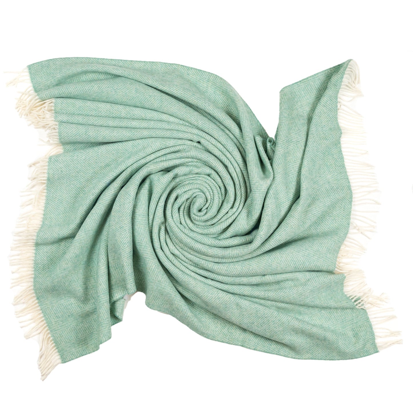 Southampton Home Merino Wool Herringbone Throw - Sea Glass
