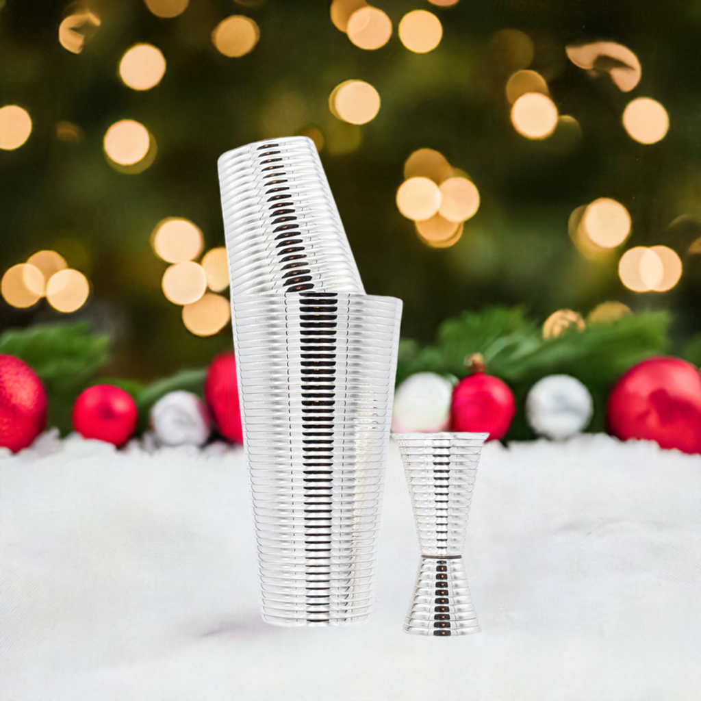 Fluted Silver 3-Piece Cocktail Shaker Set