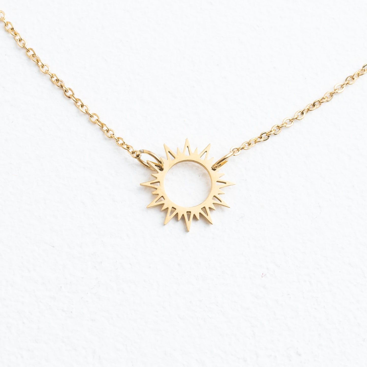Golden necklace with sun pendant, sun necklaces for women, jewelry website, creative gift ideas for Christmas