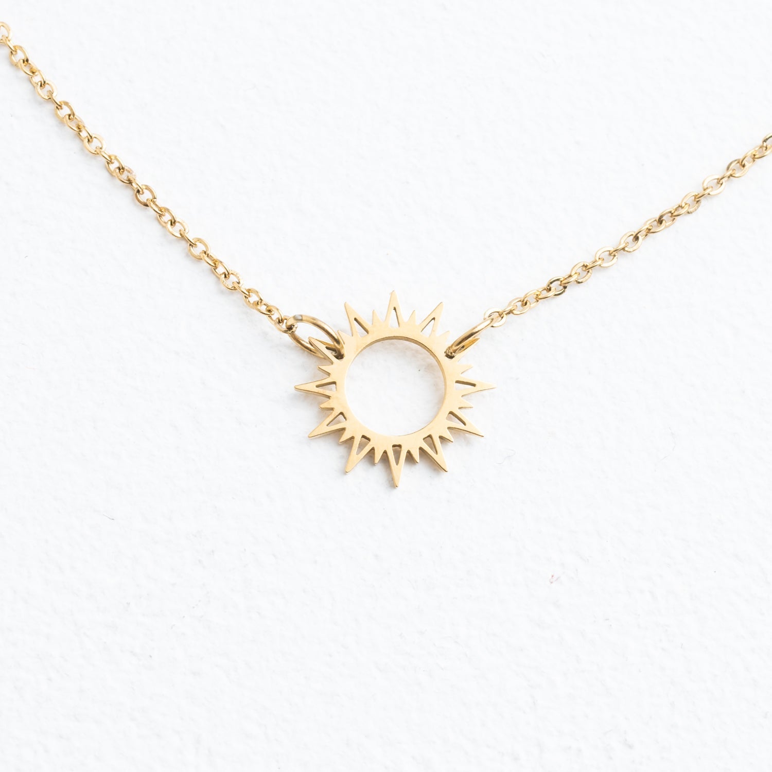 Golden necklace with sun pendant, sun necklaces for women, jewelry website, creative gift ideas for Christmas