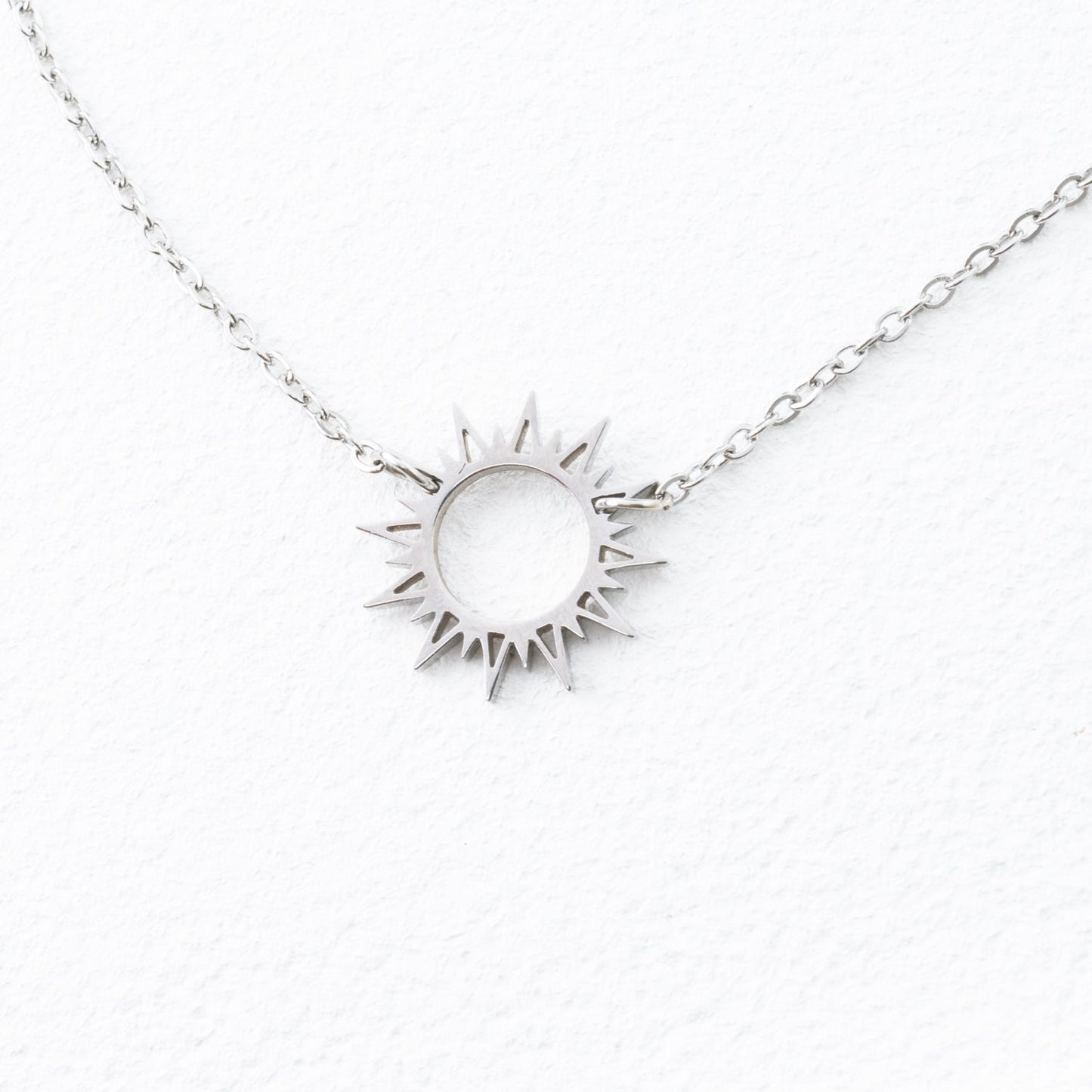 Silver necklace with sun pendant, sun necklaces for women, jewelry website, creative gift ideas for Christmas