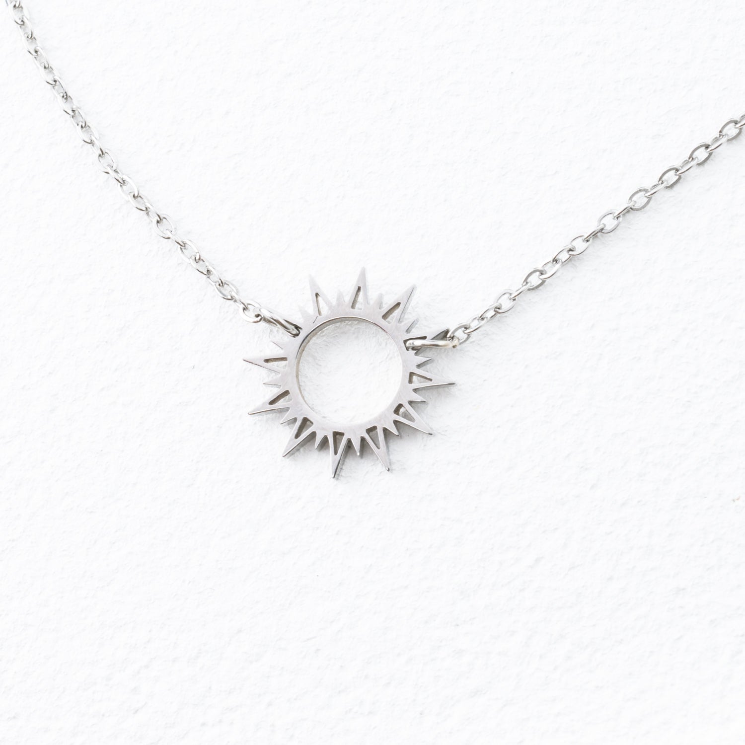 Silver necklace with sun pendant, sun necklaces for women, jewelry website, creative gift ideas for Christmas