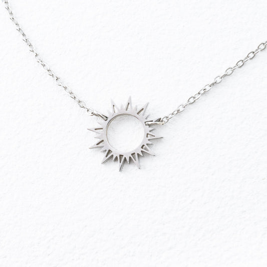Silver necklace with sun pendant, sun necklaces for women, jewelry website, creative gift ideas for Christmas