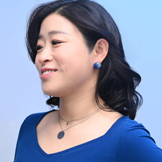 Serenity Wave Earrings in Silver & Cobalt Blue