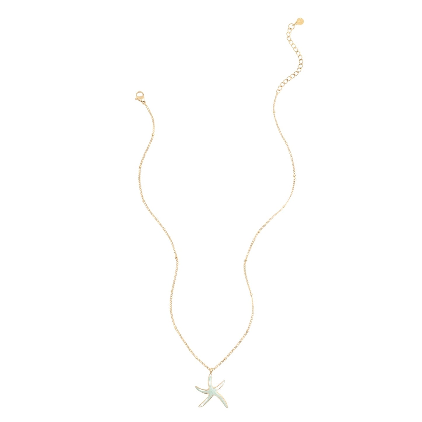 Adjustable gold chain necklace with green starfish pendant, women's ocean necklaces, cute Christmas gifts for women