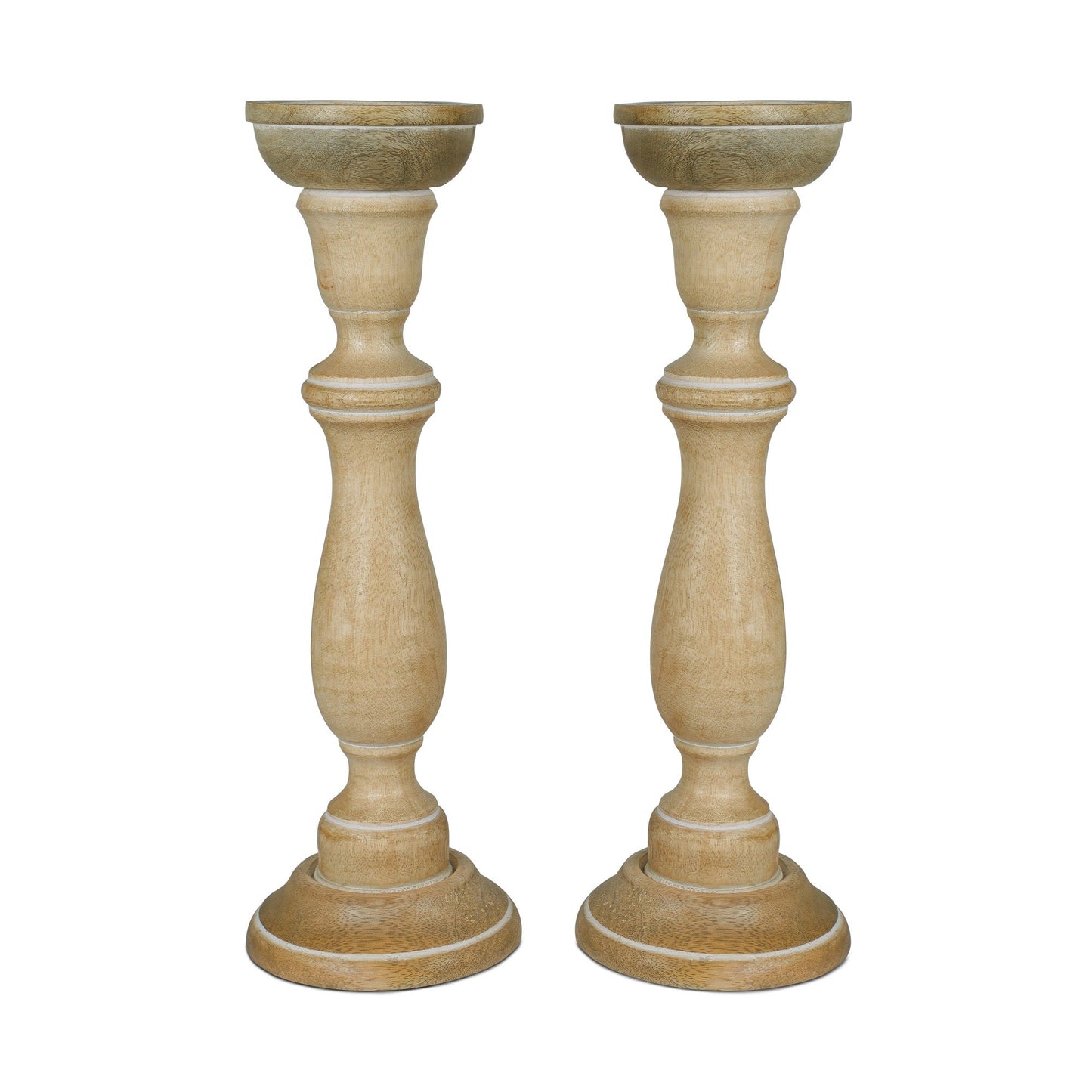 Tuli Mango Wood Candleholders – Large Set of 2