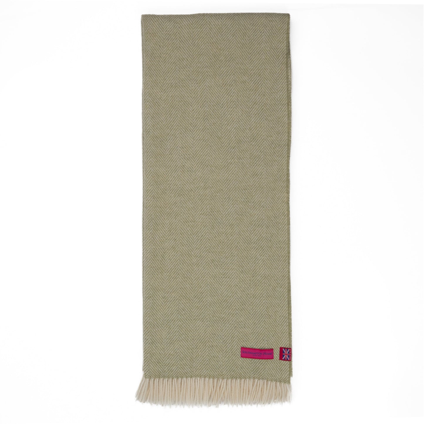 Southampton Home Merino Wool Herringbone Throw - Celery