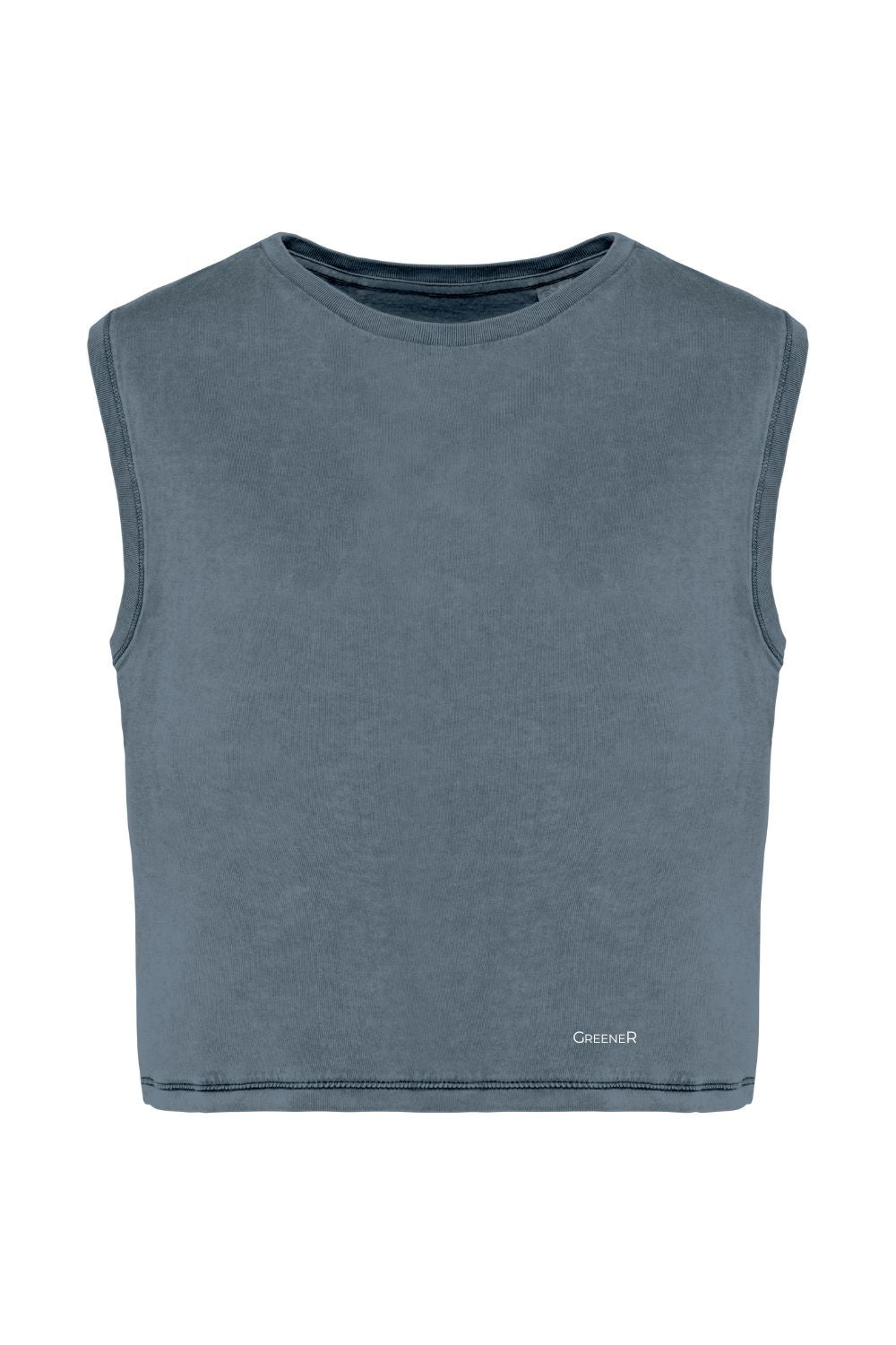 Camiseta crop sin mangas - Azul Antiguo
