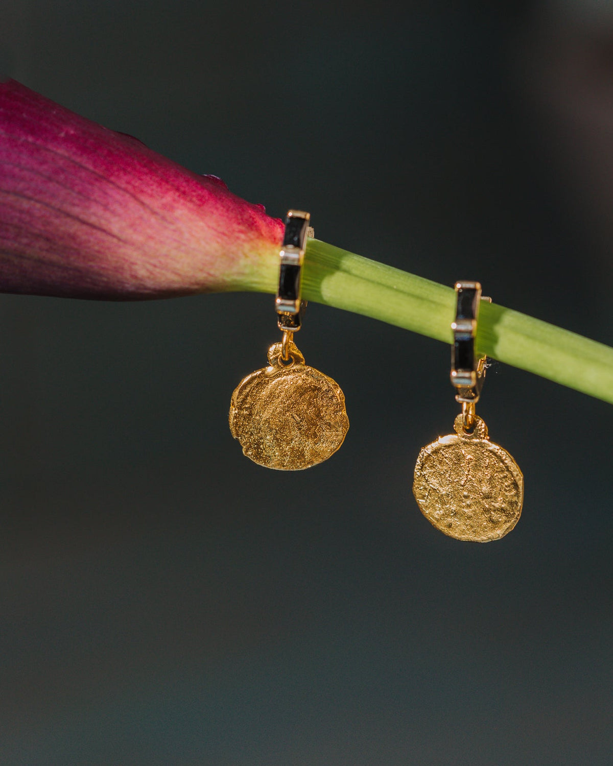 Onyx & Gold Coin Huggies