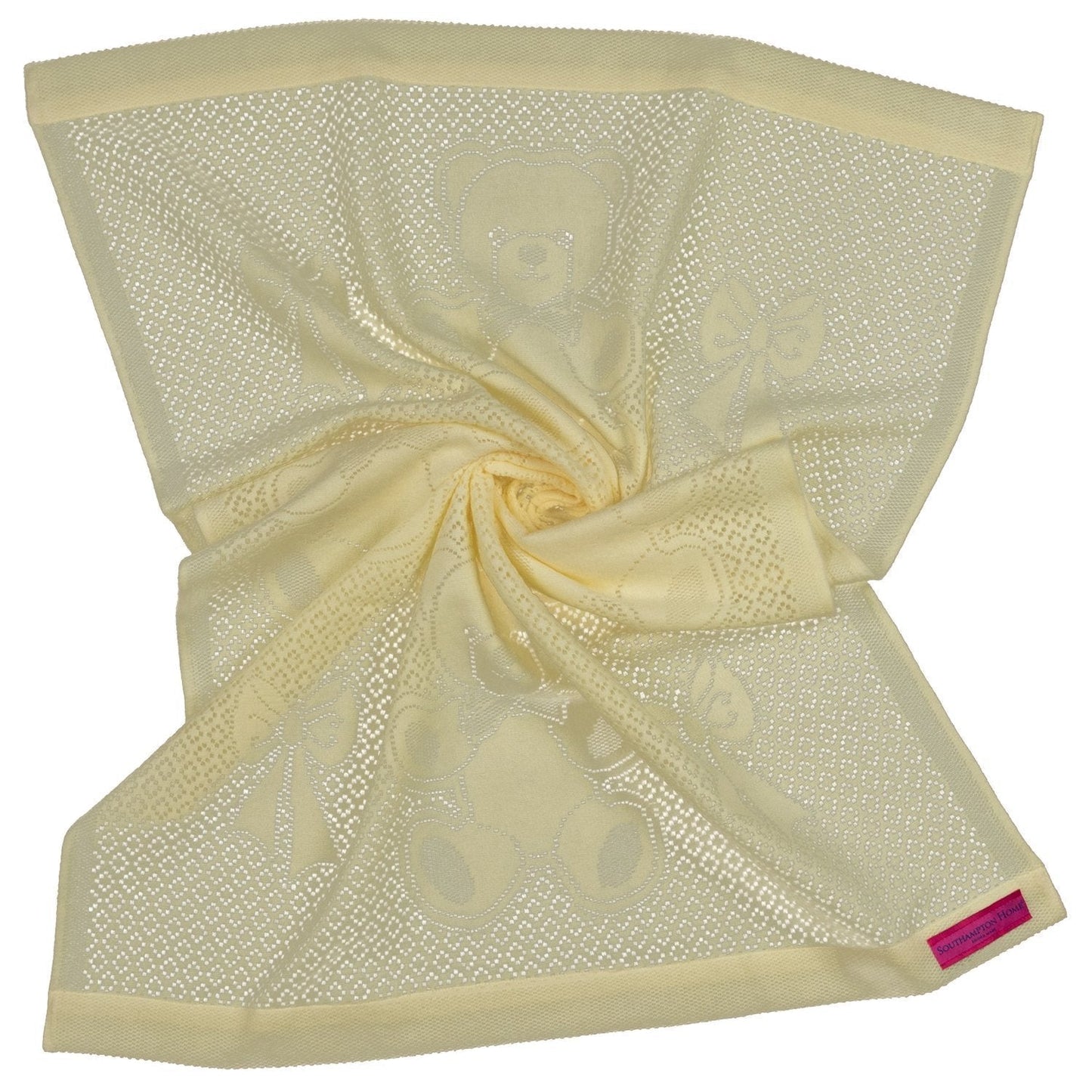 Southampton Home Lace Weave Bears & Bows Baby Blanket - Yellow