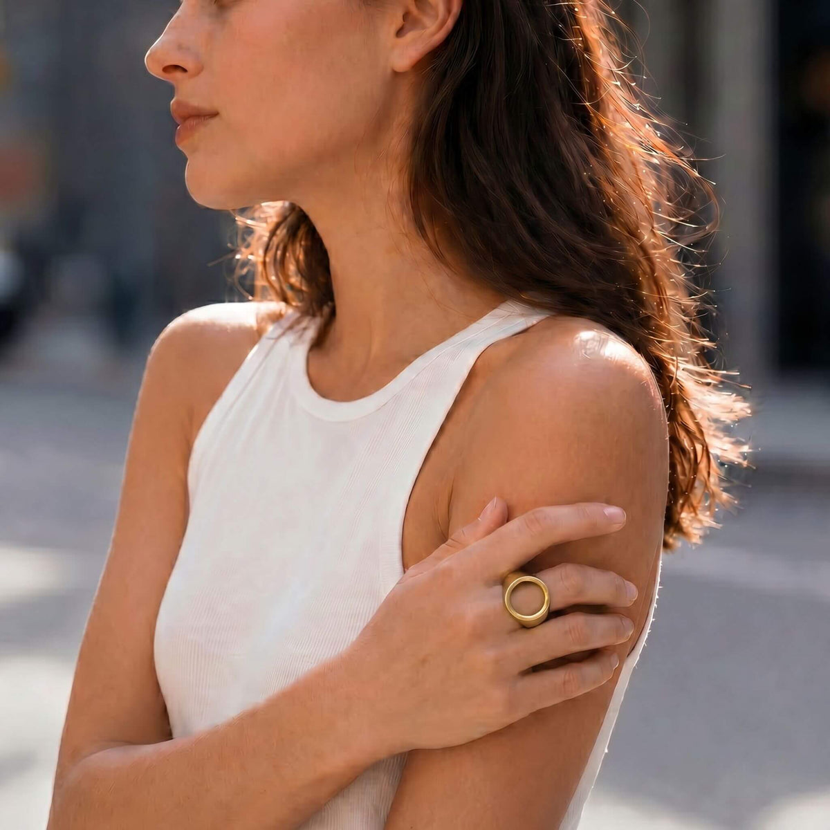 Unique Hollow Signet Ring | Kasa Statement Brass Jewelry