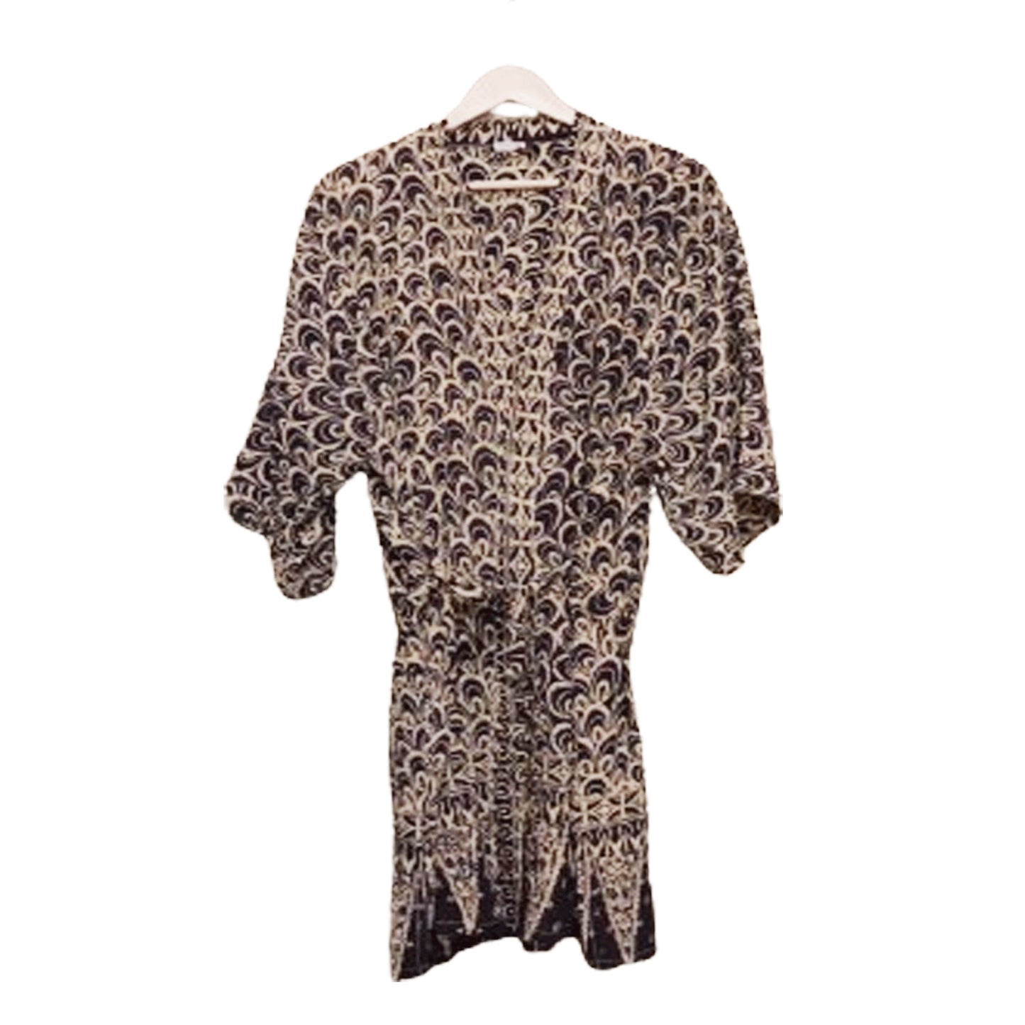 Handmade Batik Robe Kimono, 100% Cotton Soft, Hand Dyed, Black Gray Peacock