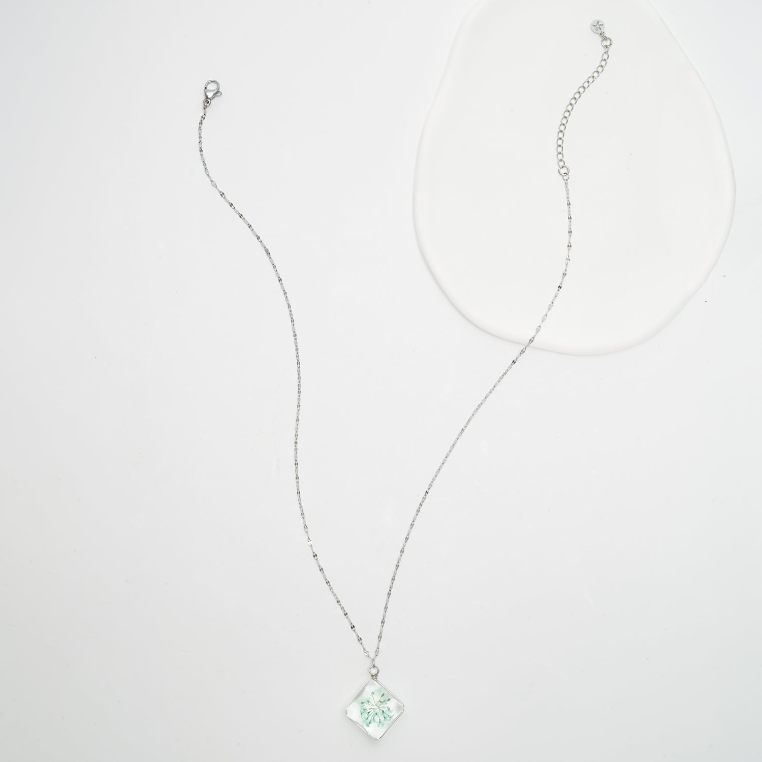 Photo showing full length silver necklace, silver necklace chain, stainless steel necklace, ideas for a Christmas present, fair trade store online