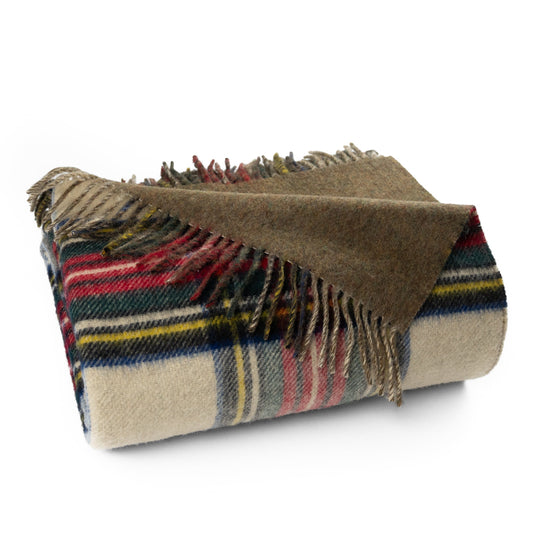 Prince of Scots Double Merino Wool Reversible Throw – Antiqued Dress Stewart Tartan