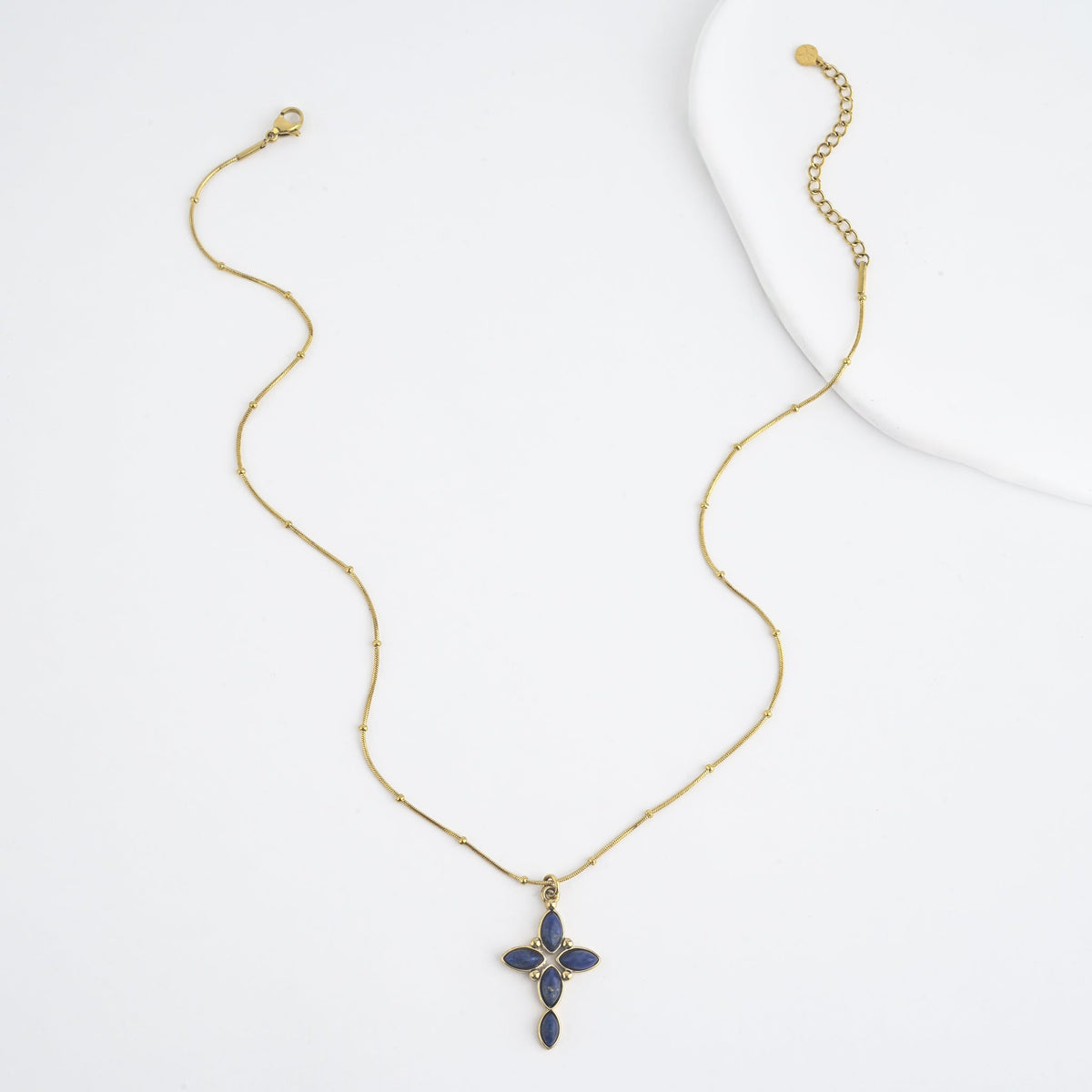 Midnight Star Blue Lapis Cross Necklace