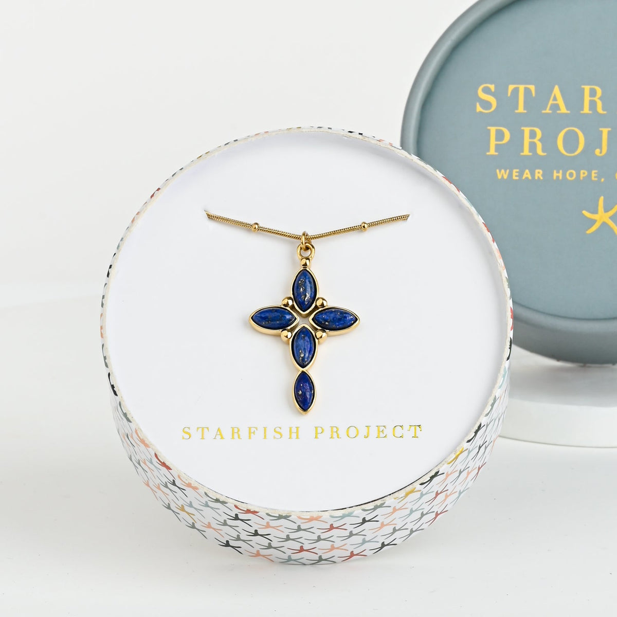 Midnight Star Blue Lapis Cross Necklace