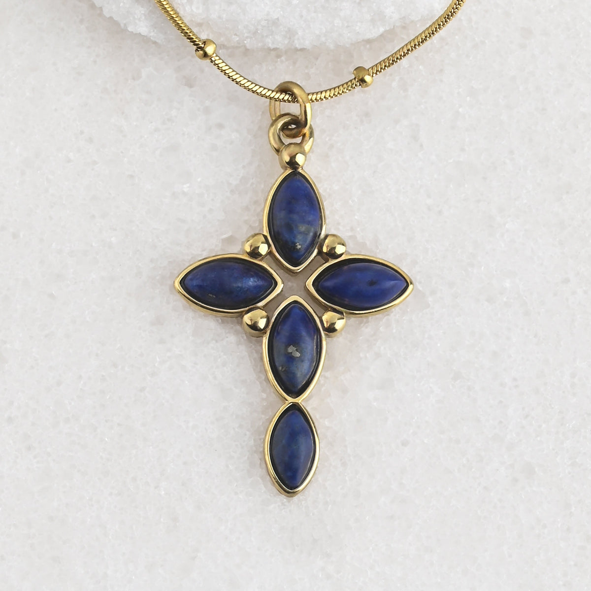 Midnight Star Blue Lapis Cross Necklace