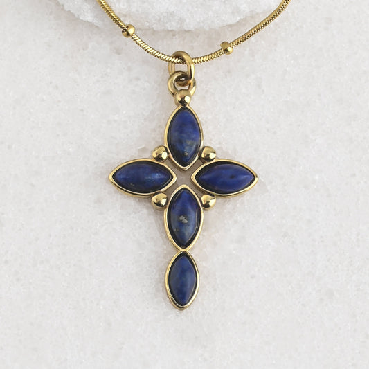Midnight Star Blue Lapis Cross Necklace