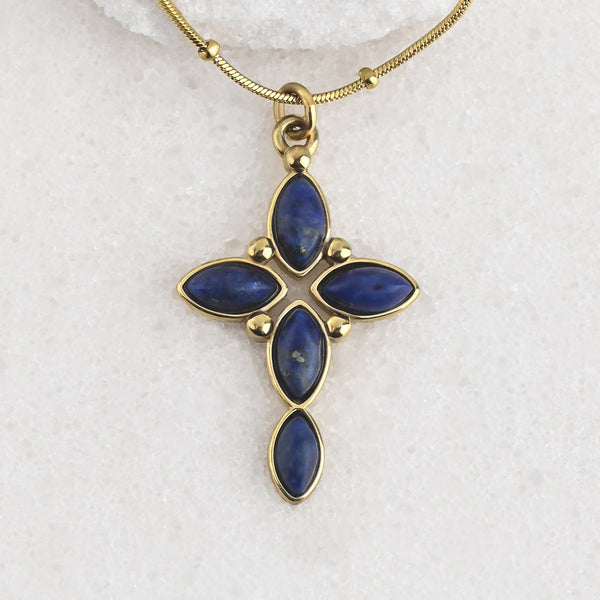 Midnight Star Blue Lapis Cross Necklace