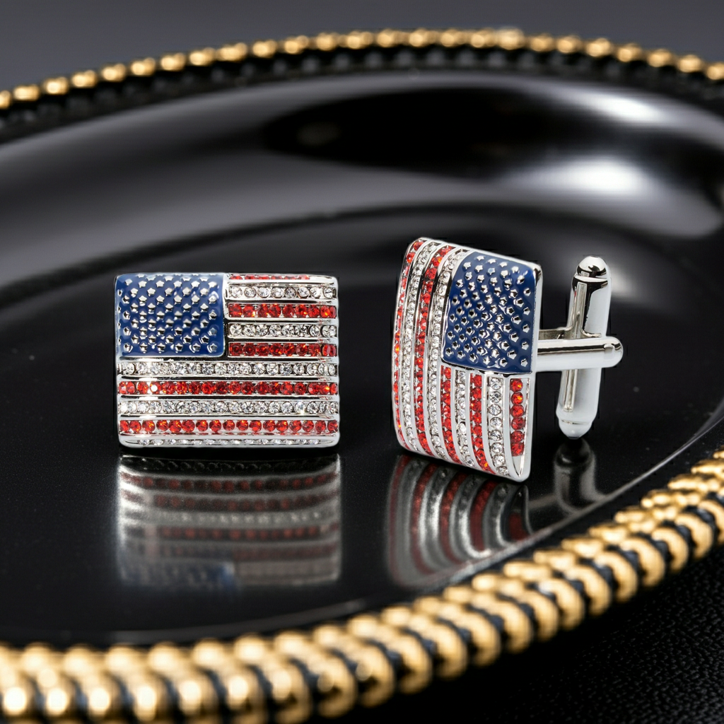Stars & Stripes Crystal Cufflinks