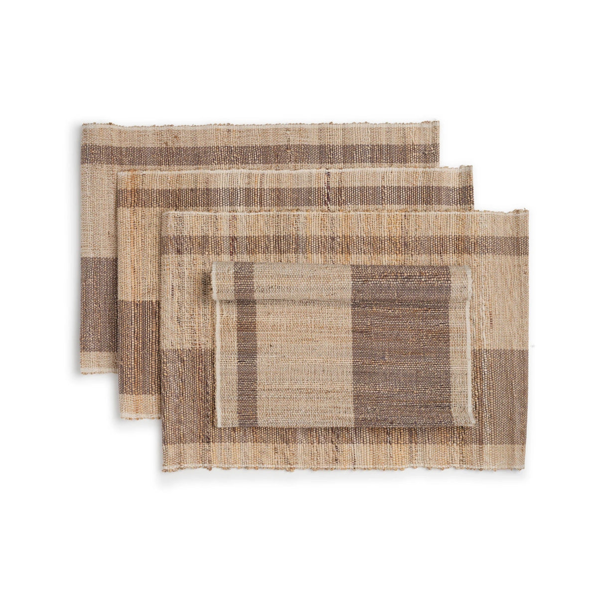 Handwoven Placemats | Banana Stem Fiber & Cotton | Set of 4 | Fair Trade | BISCOTTI STRATA