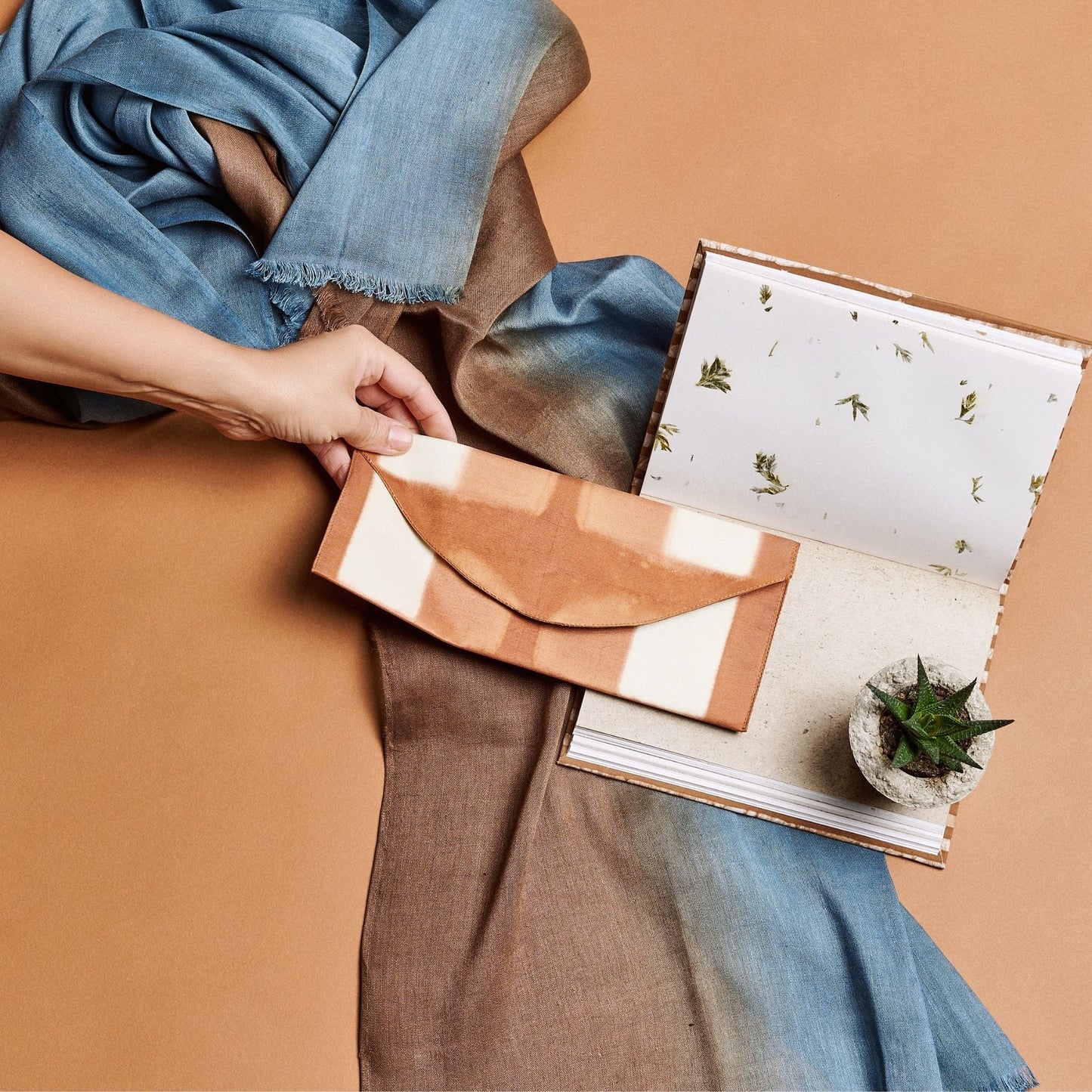 Melo Gold Mulberry Silk Shibori Hand Crafted Envelope Pouch