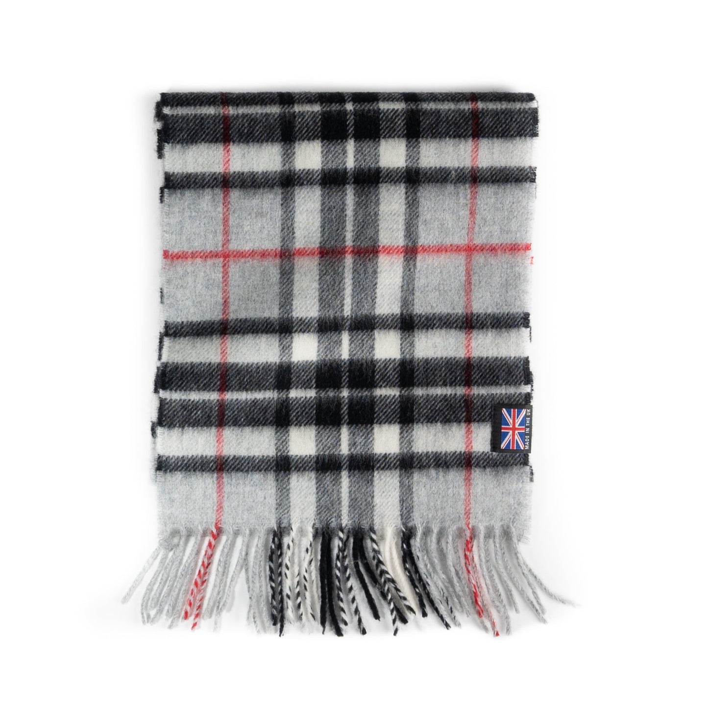 Merino Lambswool Tartan Scarf - Grey Thompson