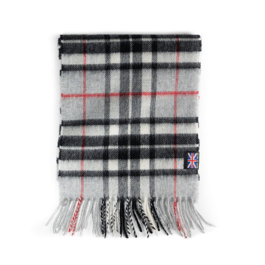 Merino Lambswool Tartan Scarf - Grey Thompson