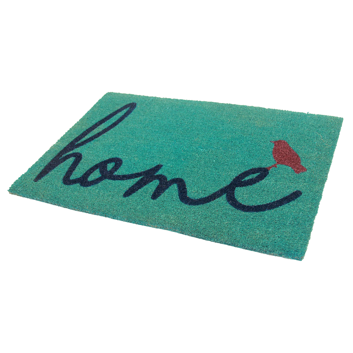 A Bird Perched on Home Coir Doormat