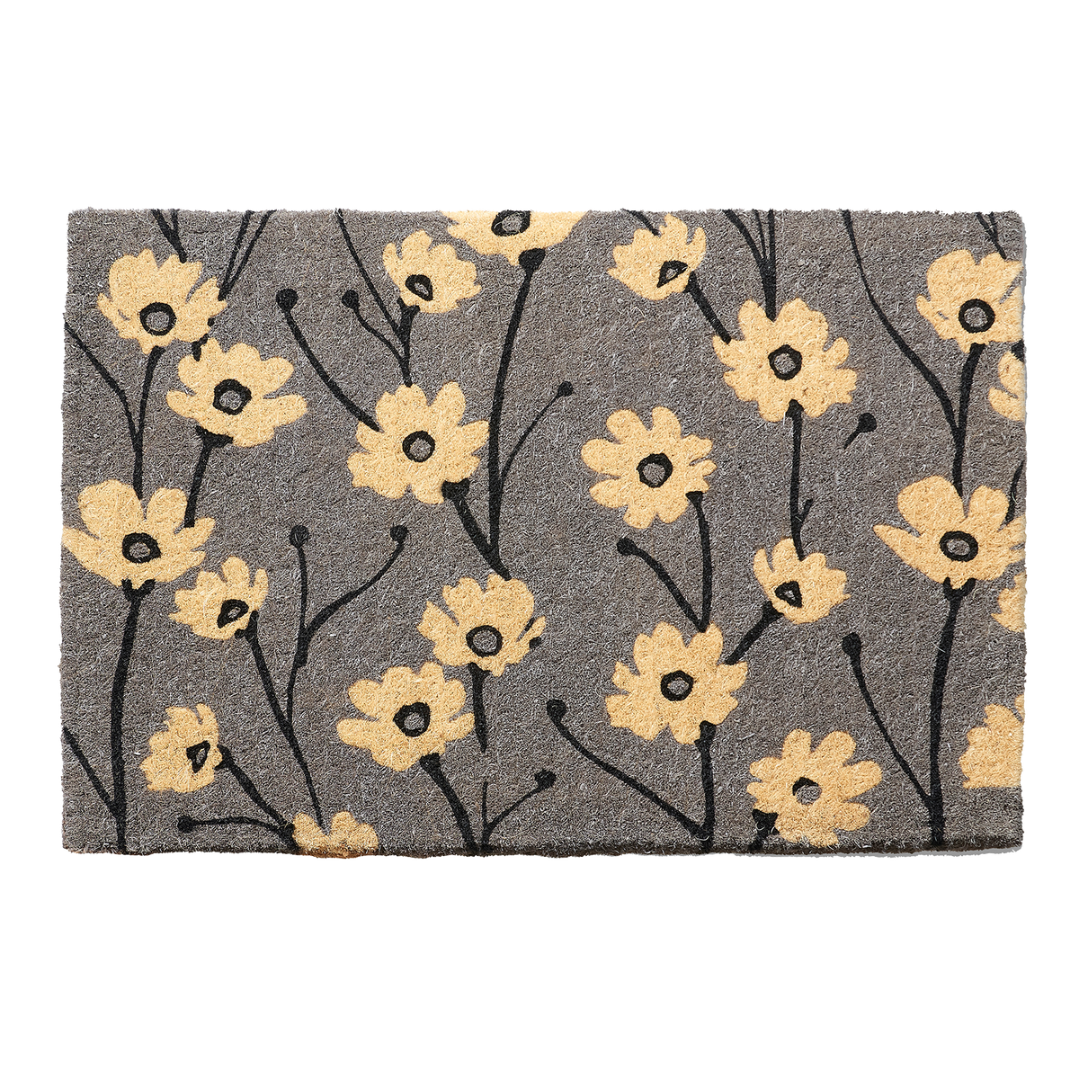 Wild Flowers - Gray Coir Doormat