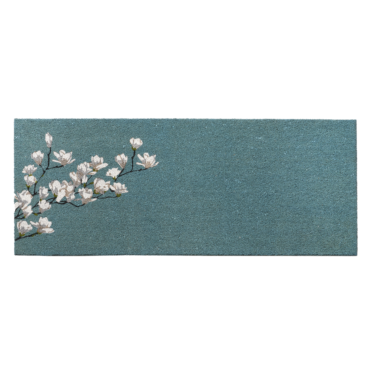Magnolia Branch - Blue Coir Doormat