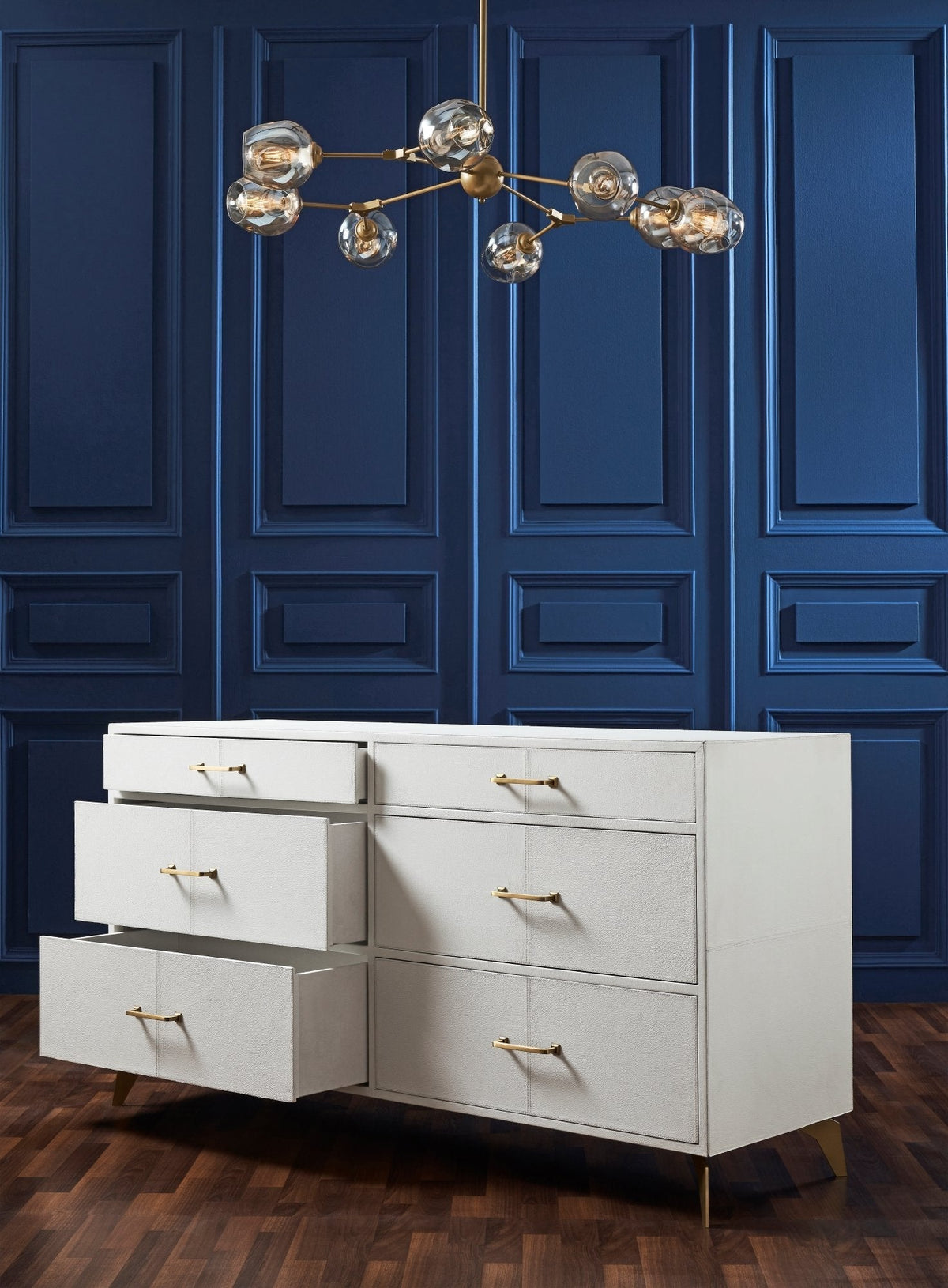 Berkeley Six Drawer Leather Dresser