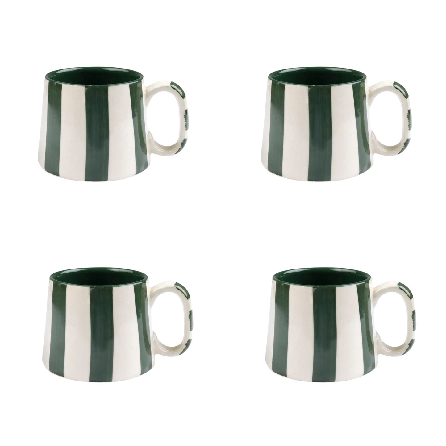 Ceramic Olive Stripe  Coffee cup - 3.5 x 2.5 Inches (Set of 4)