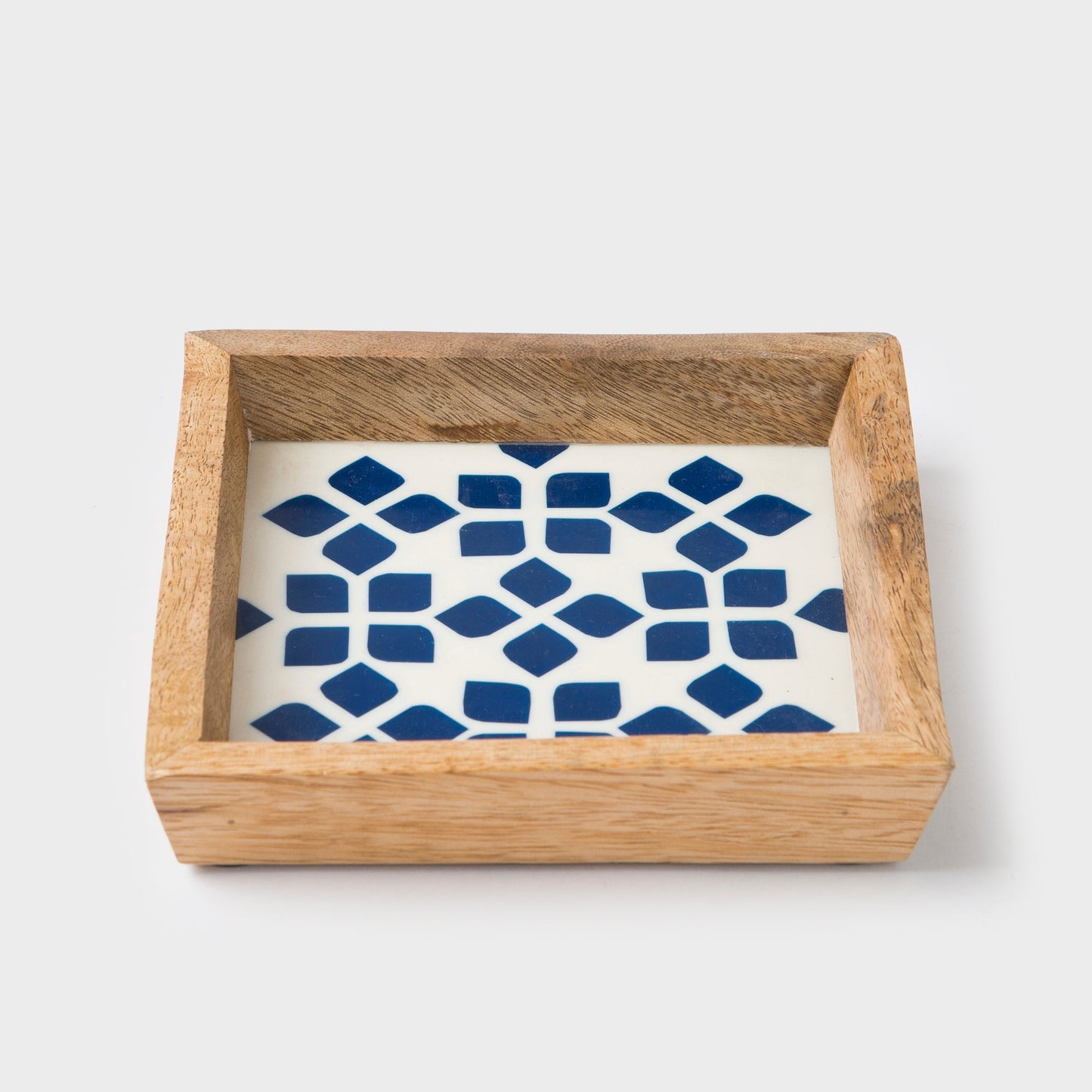 S/2 Lattice Blue Trinket Bowl & Tray Gift Box Set