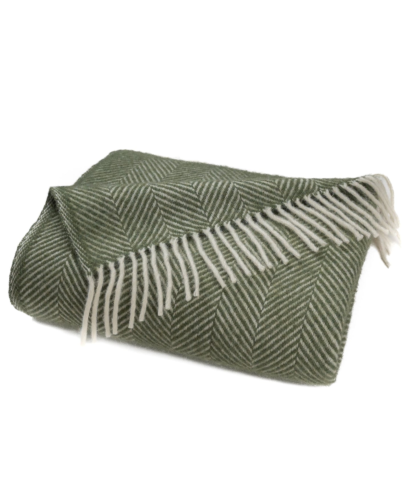 Highland Tweeds Herringbone Pure New Wool Throw ~ Evergreen
